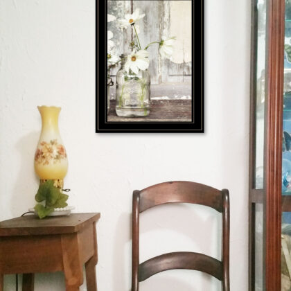 White Blossoms 2 Black Framed Print Wall Art