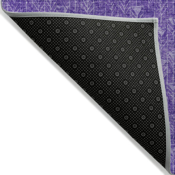 8' Runner Purple Geometric Washable Non Skid Indoor Outdoor Runner Rug