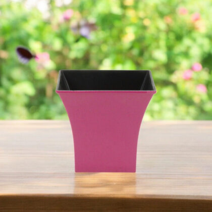 5" Hot Pink Recycled Plastic Indoor Outdoor Square Pot Planter