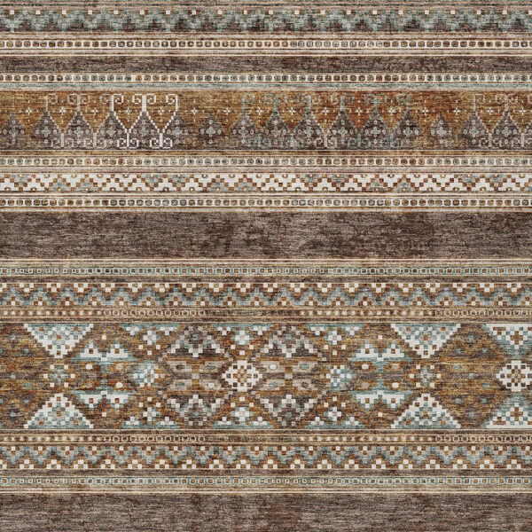 10' X 14' Chocolate And Gray Southwestern Washable Indoor Outdoor Area Rug