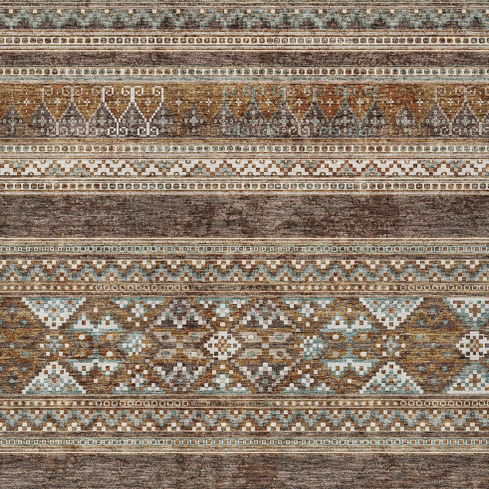 10' X 14' Chocolate And Gray Southwestern Washable Indoor Outdoor Area Rug
