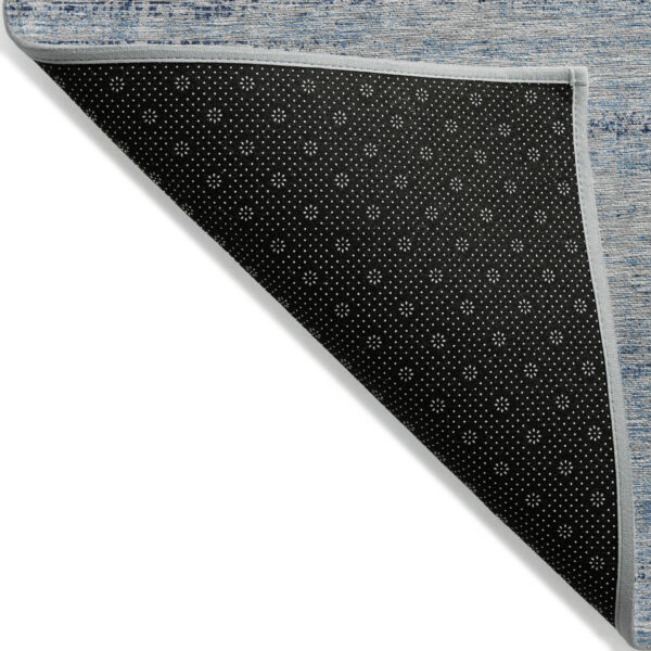 5' X 8' Sky Blue And Navy Blue Abstract Washable Indoor Outdoor Area Rug