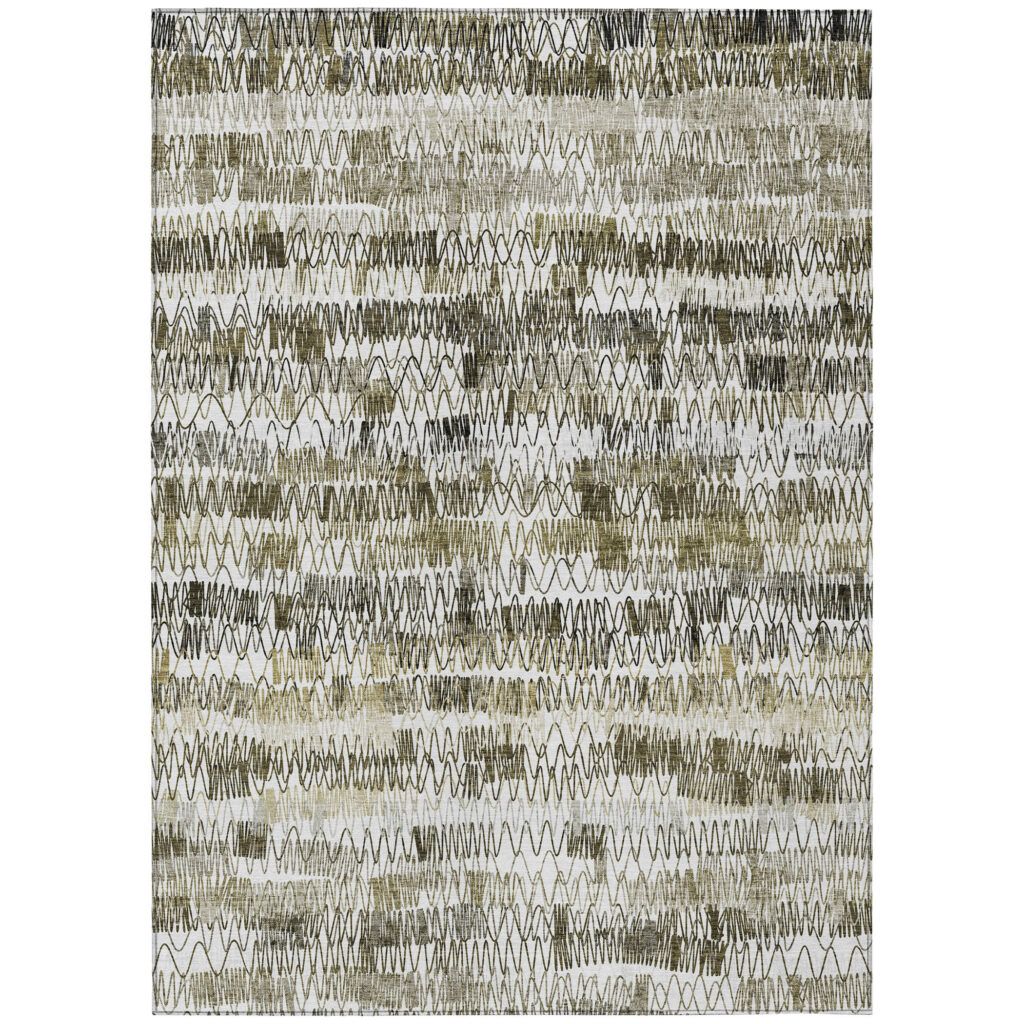 8' X 10' Taupe Beige And Tan Striped Washable Indoor Outdoor Area Rug