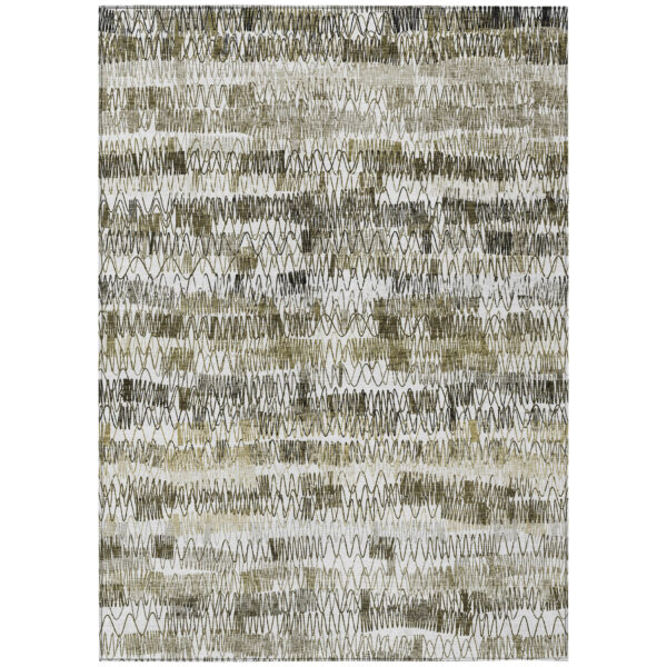 8' X 10' Taupe Beige And Tan Striped Washable Indoor Outdoor Area Rug