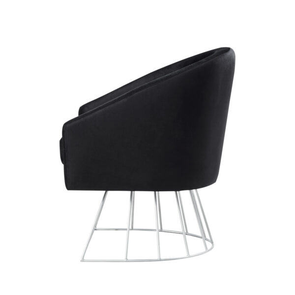 29" Black And Silver Velvet Barrel Chair