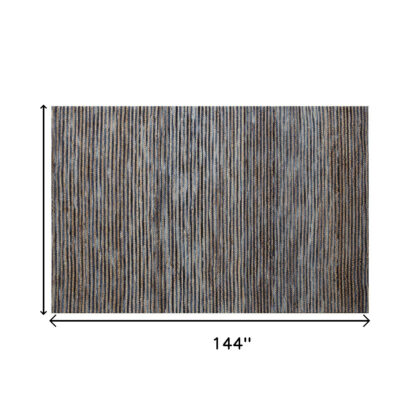 9' x 12' Blue Striped Hand Woven Area Rug