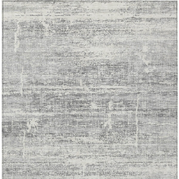 10' X 14' Silver Gray And Charcoal Abstract Washable Indoor Outdoor Area Rug