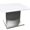 22" White And Silver Marble And Metal Square Pedestal End Table