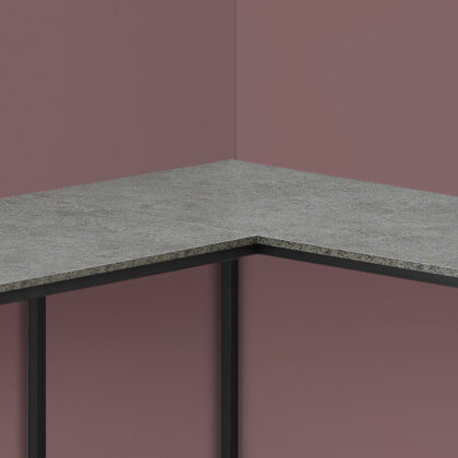 58" Gray and Black Faux Stone Wood And Metal Corner Computer Desk