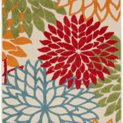 3' X 5' Green Floral Non Skid Indoor Outdoor Area Rug