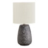 19" Gray Ceramic Round Table Lamp With Ivory Drum Shade