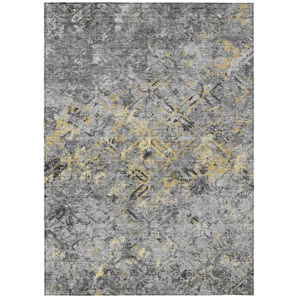 3' X 5' Gray Silver And Charcoal Geometric Washable Indoor Outdoor Area Rug