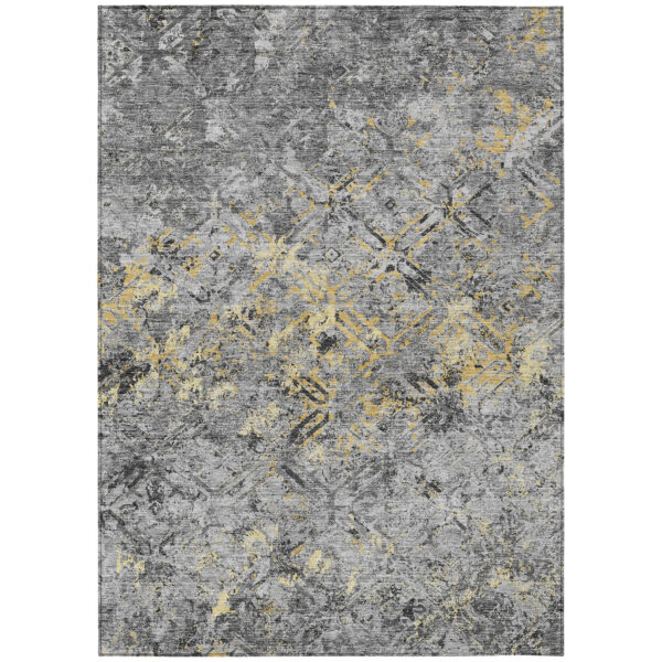 3' X 5' Gray Silver And Charcoal Geometric Washable Indoor Outdoor Area Rug