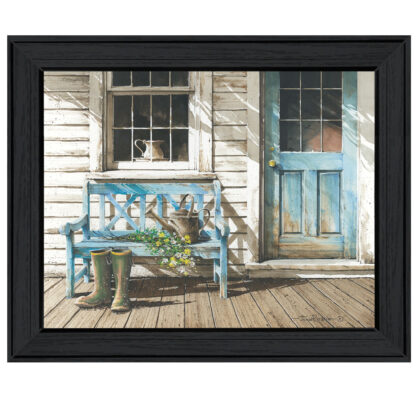 Cheerful Chores Black Framed Print Wall Art