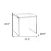 35.5" Glossy White Particle Board And Clear Glass Two Pieces Nesting Table Set