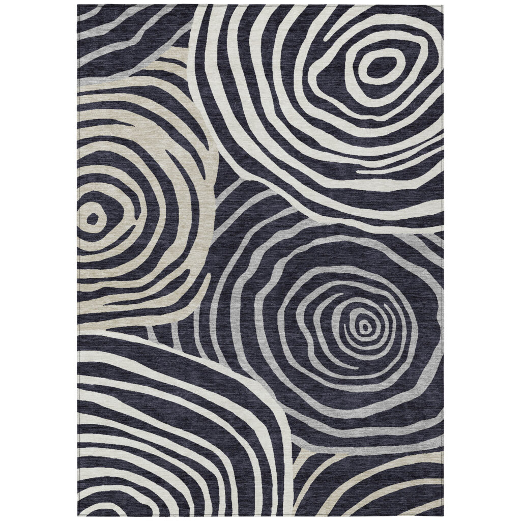 8' X 10' Black Charcoal And Gray Abstract Washable Indoor Outdoor Area Rug