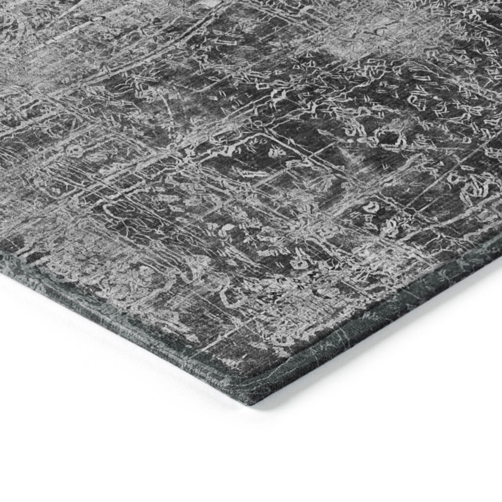 8' Runner Gray Abstract Washable Non Skid Indoor Outdoor Runner Rug