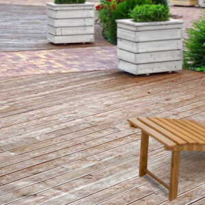 Brown And Brown and White Solid Wood Deck Chair