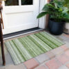 2' X 3' Artichoke Green Striped Washable Indoor Outdoor Area Rug