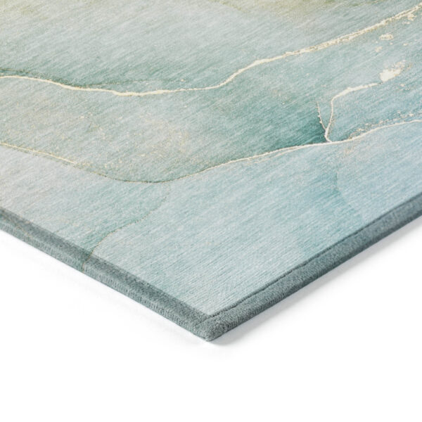 2' X 3' Green Abstract Washable Non Skid Indoor Outdoor Area Rug