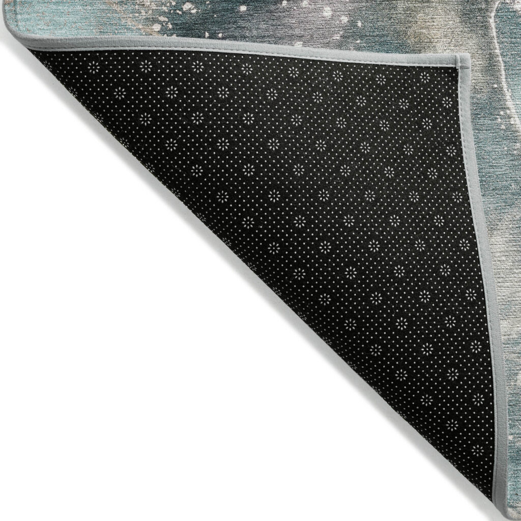 3' X 5' Teal Abstract Washable Non Skid Indoor Outdoor Area Rug
