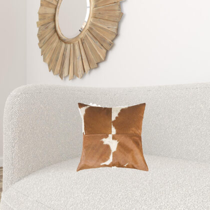 18" X 18" X 5" White And Brown Quattro  Pillow