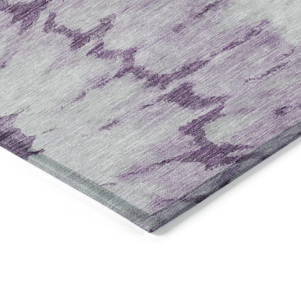 3' X 5' Purple And Lavender Abstract Washable Indoor Outdoor Area Rug
