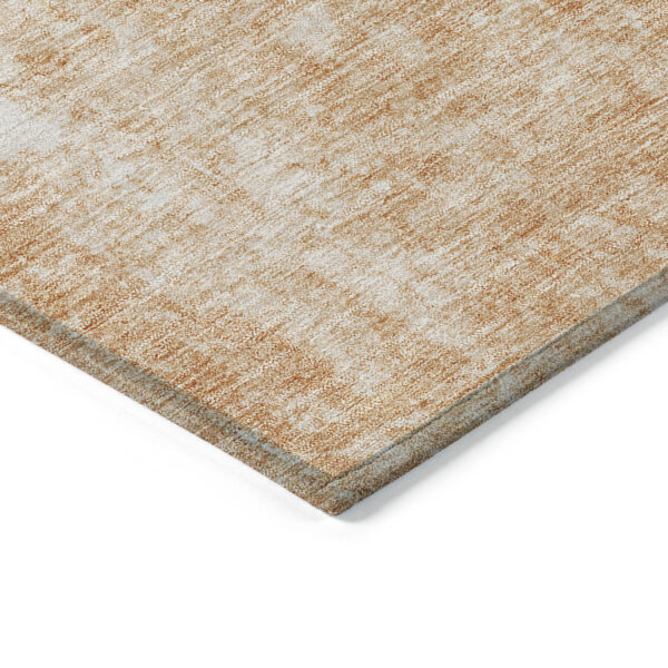 8' Terra Cotta Copper And Ivory Round Abstract Washable Indoor Outdoor Area Rug