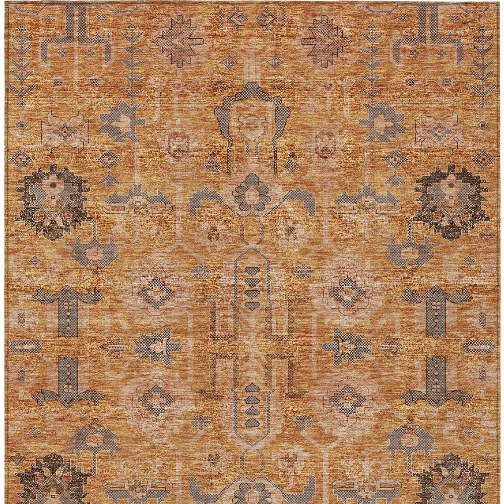 10' X 14' Terra Cotta Beige And Gray Oriental Washable Indoor Outdoor Area Rug