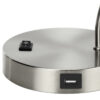 17" Nickel Metal Round USB Table Lamp With Nickel Dome Shade