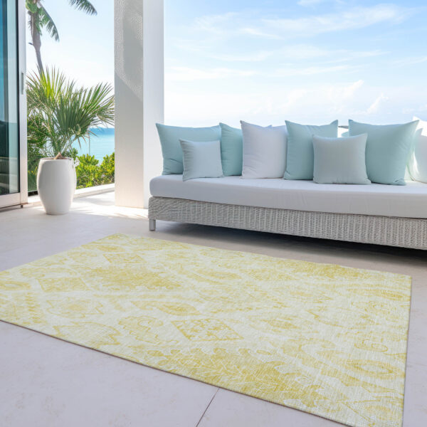 10' X 14' Gold Ivory And Beige Moroccan Washable Indoor Outdoor Area Rug