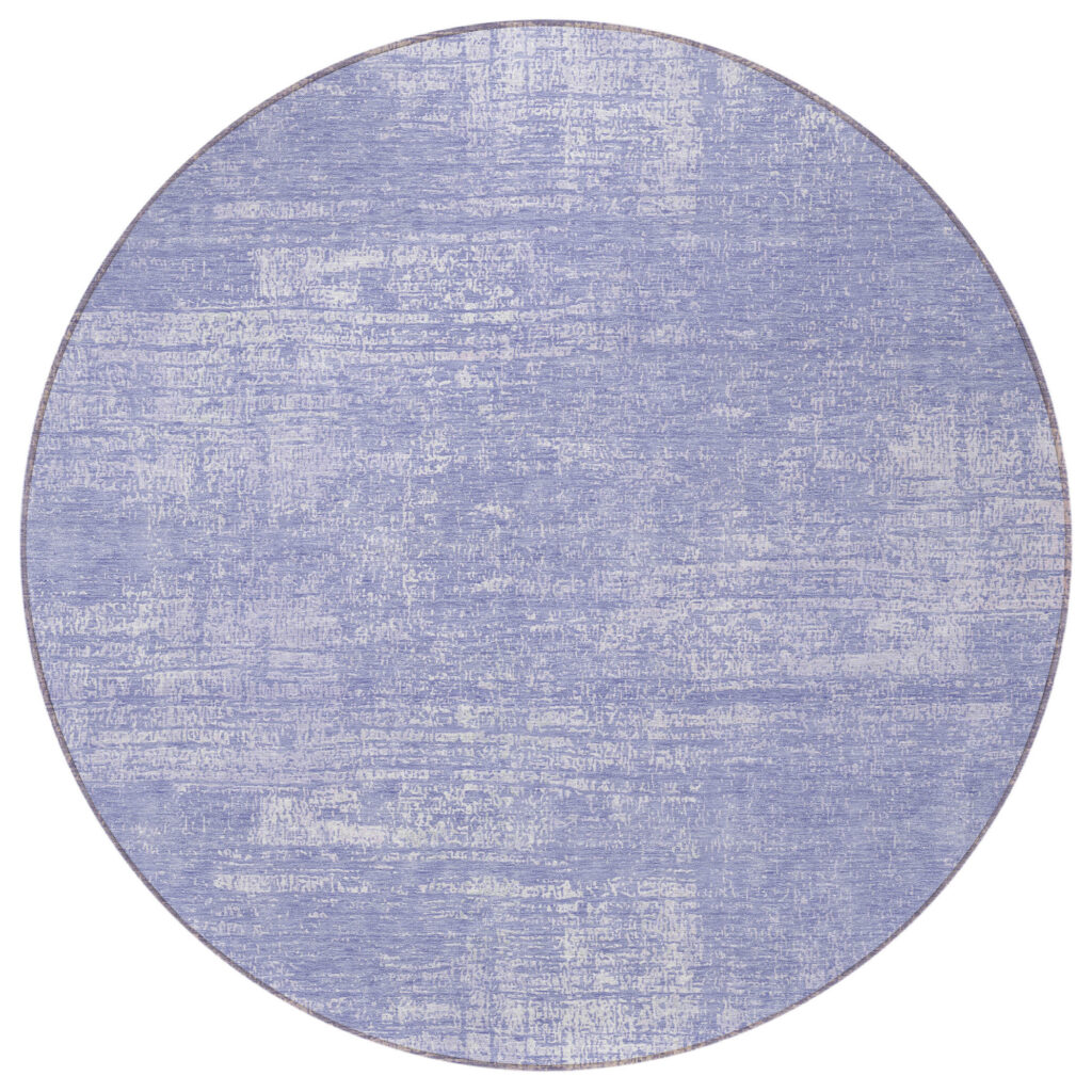 8' Lavender Purple And Lilac Round Abstract Washable Indoor Outdoor Area Rug