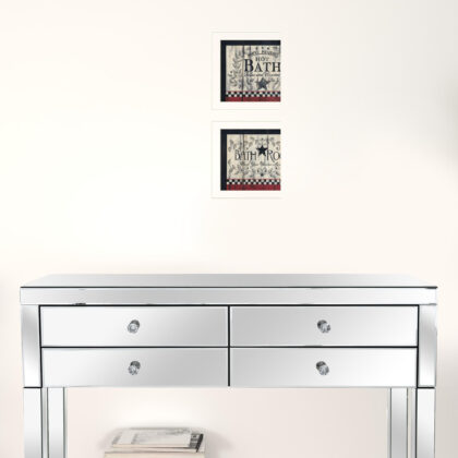 Set Of Two Hot Bath 10 White Framed Print Wall Art