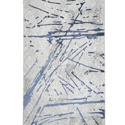 9' x 12' Ivory and Blue Abstract Area Rug