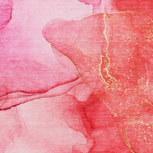 3' X 5' Pink Abstract Washable Non Skid Indoor Outdoor Area Rug