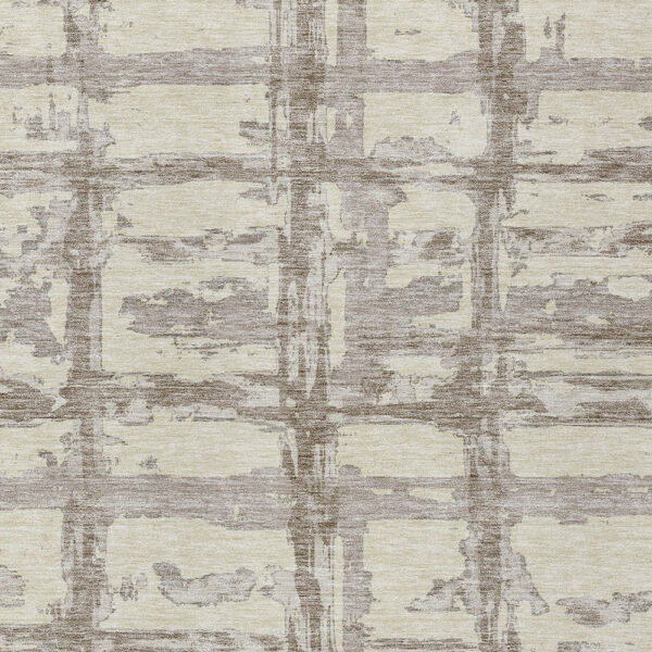 10' X 14' Beige Brown And Taupe Striped Washable Indoor Outdoor Area Rug