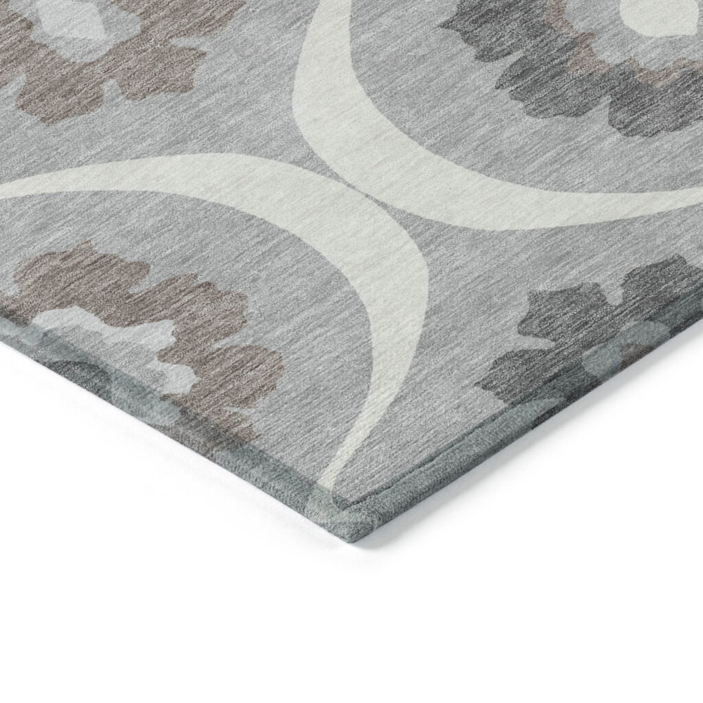 8' X 10' Gray Charcoal And Brown Medallion Washable Indoor Outdoor Area Rug