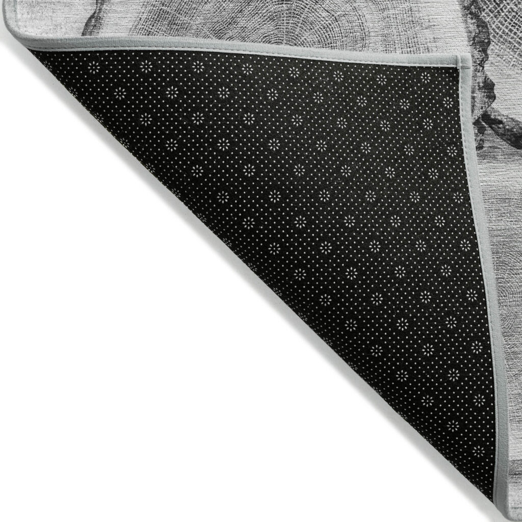 9' X 12' Gray and Black Faux Bois Washable Non Skid Indoor Outdoor Area Rug