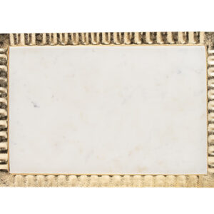 18" White and Gold Rectangular Marble Serving Tray