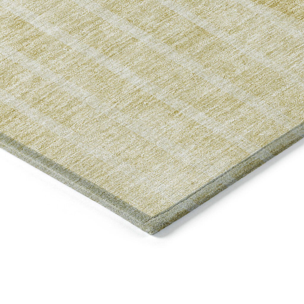8' X 10' Gold Wheat And Ivory Striped Washable Indoor Outdoor Area Rug