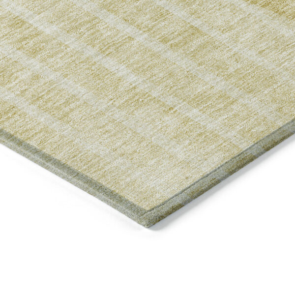 8' X 10' Gold Wheat And Ivory Striped Washable Indoor Outdoor Area Rug
