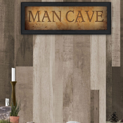 Man Cave 1 Black Framed Print Wall Art