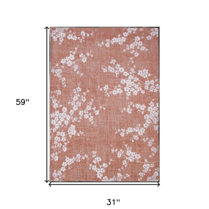 3' X 5' Red and White Oriental Non Skid Area Rug