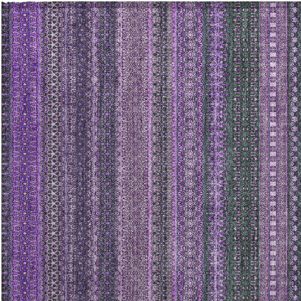 2' X 3' Purple Striped Washable Non Skid Indoor Outdoor Area Rug