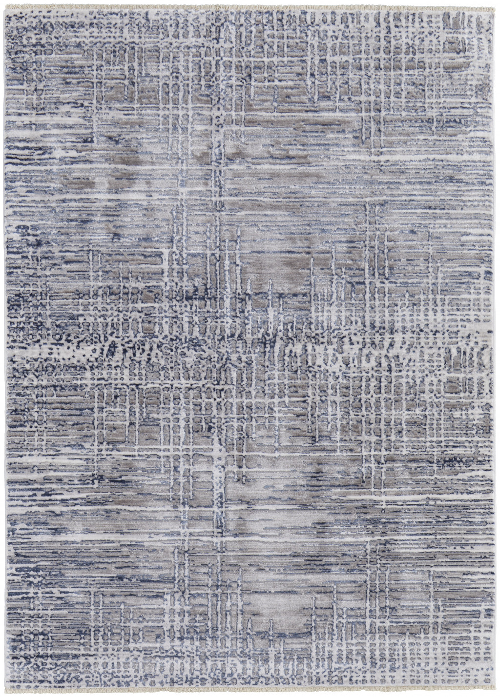 2' X 3' Gray And Blue Abstract Stain Resistant Area Rug