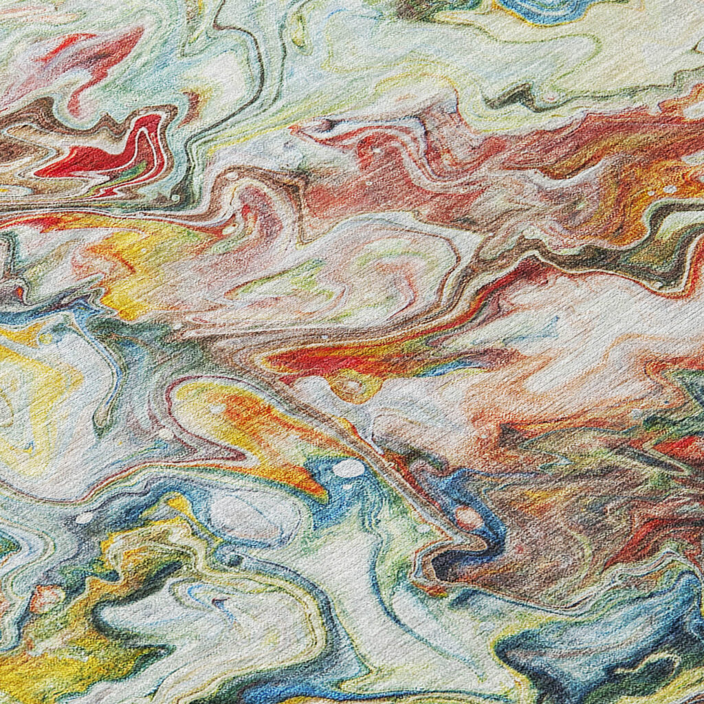 9' X 12' Ivory Blue And Yellow Abstract Washable Indoor Outdoor Area Rug