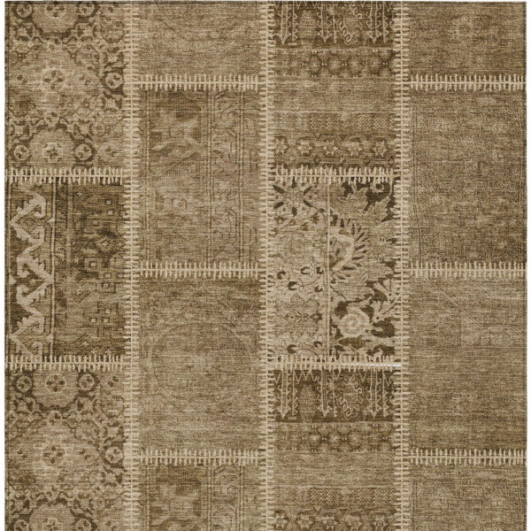 5' X 8' Brown And Beige Patchwork Washable Indoor Outdoor Area Rug