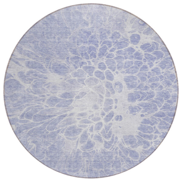8' Lavender Ivory And Lilac Round Abstract Washable Indoor Outdoor Area Rug