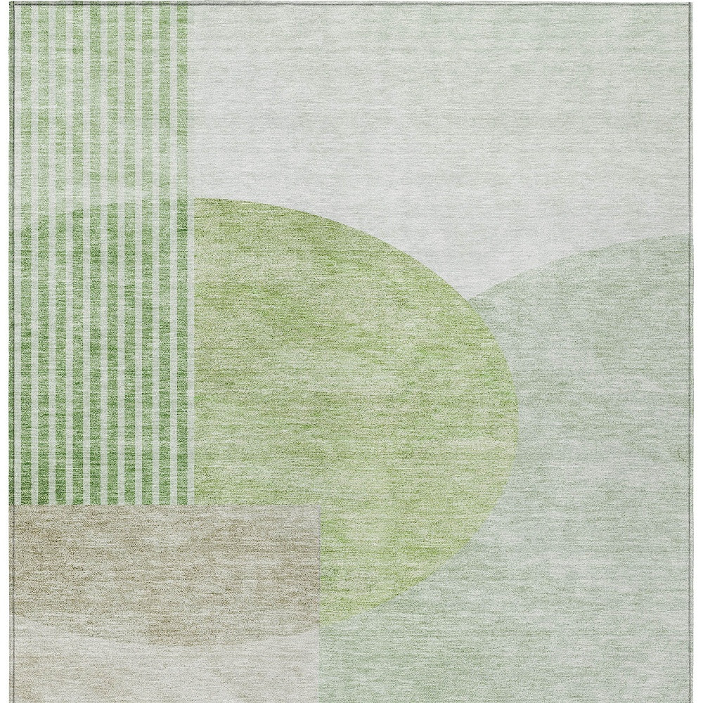 3' X 5' Olive Green And Artichoke Green Geometric Washable Indoor Outdoor Area Rug