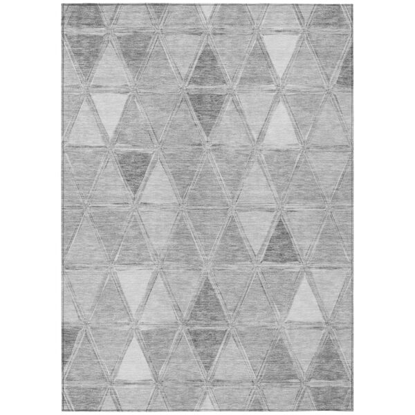 8' X 10' Gray Silver And Ivory Geometric Washable Indoor Outdoor Area Rug